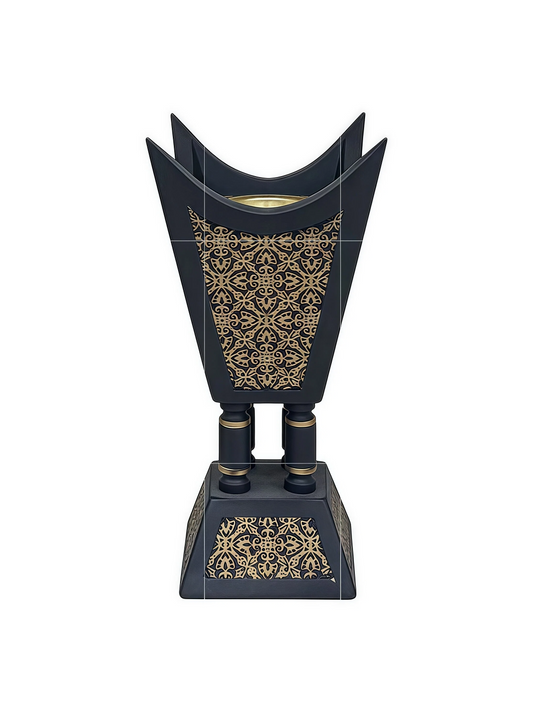 Handmade Arabic Traditional Charcoal Incense Burner | Black & Gold Bakhoor Furnace 18mm