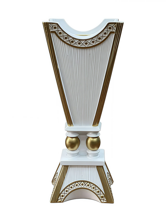 Handmade Arabic Traditional Charcoal Incense Burner | White & Gold Bakhoor Furnace 18mm