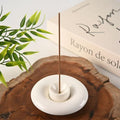 Minimalist ceramic censer, pure white round portable incense holder for incense art decor