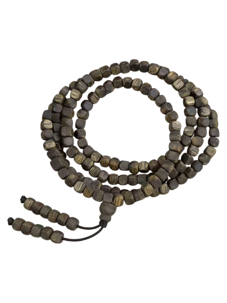 Premium Agarwood Kynam Square Beads 108 Mala Beads, Natural High-Oil Agarwood Bracelet, Meditation & Blessing Jewelry