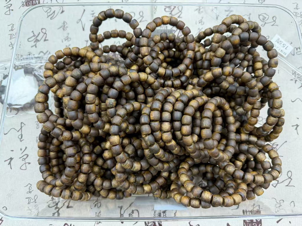 Premium Kynam Agarwood Barrel Bead Bracelet, Natural High-Oil Aged Wood, Calming Blessing Energy Jewelry