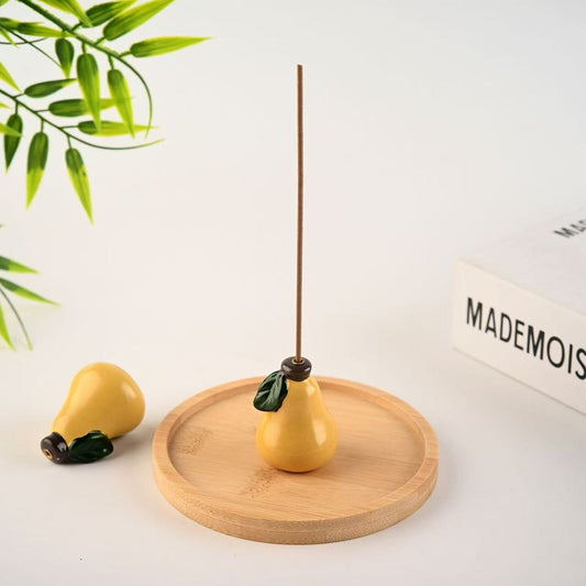 Modern Minimalist Ceramic Pear Incense Holder, Creative Fruit-shaped Incense Stand, Zen-style Aroma Tray for Home Use